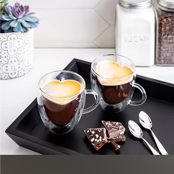 Heart Glass Coffee Mugs - Picture 3 of 6